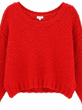 ODDY Red Bouclé Crewneck Sweater